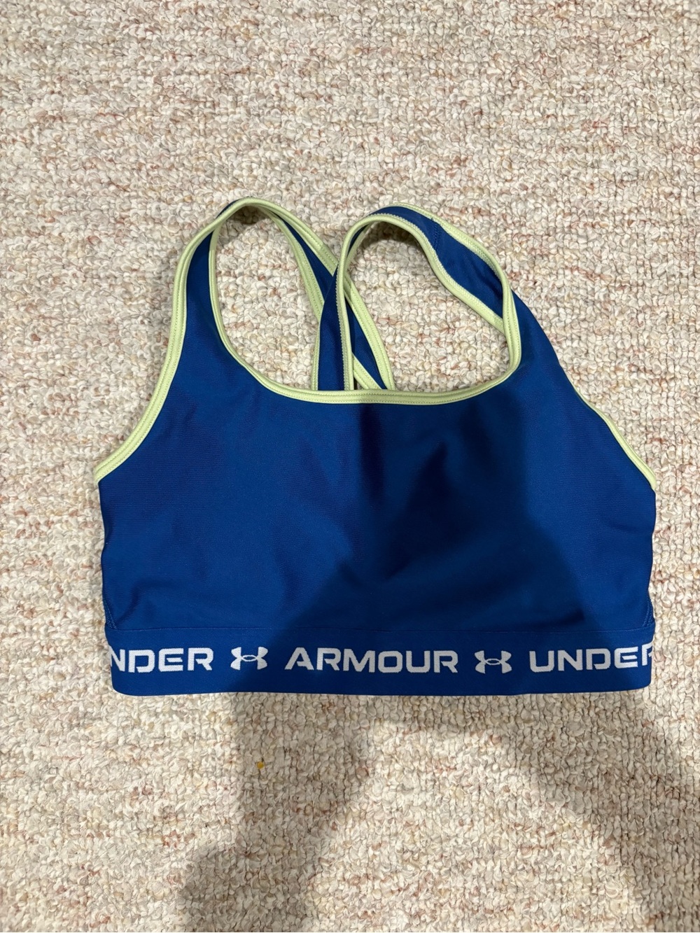 Under Armour Navy Sports Bra with Lime Trim